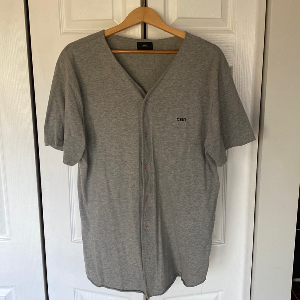 Obey mens baseball jersey shirt size large
